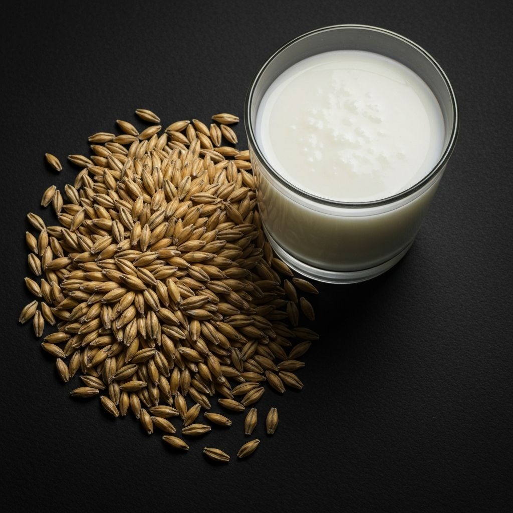 Barley grains and kefir beverage
